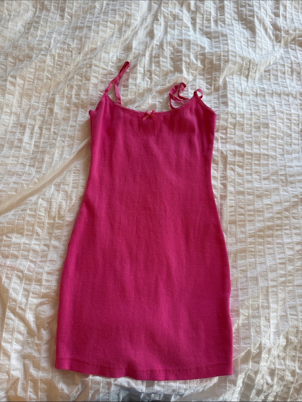 Princess Polly Hot Pink Ribbed Slip Dress
